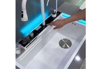 سینک ظرفشویی آبشاری پیانویی 5 کلید سفید